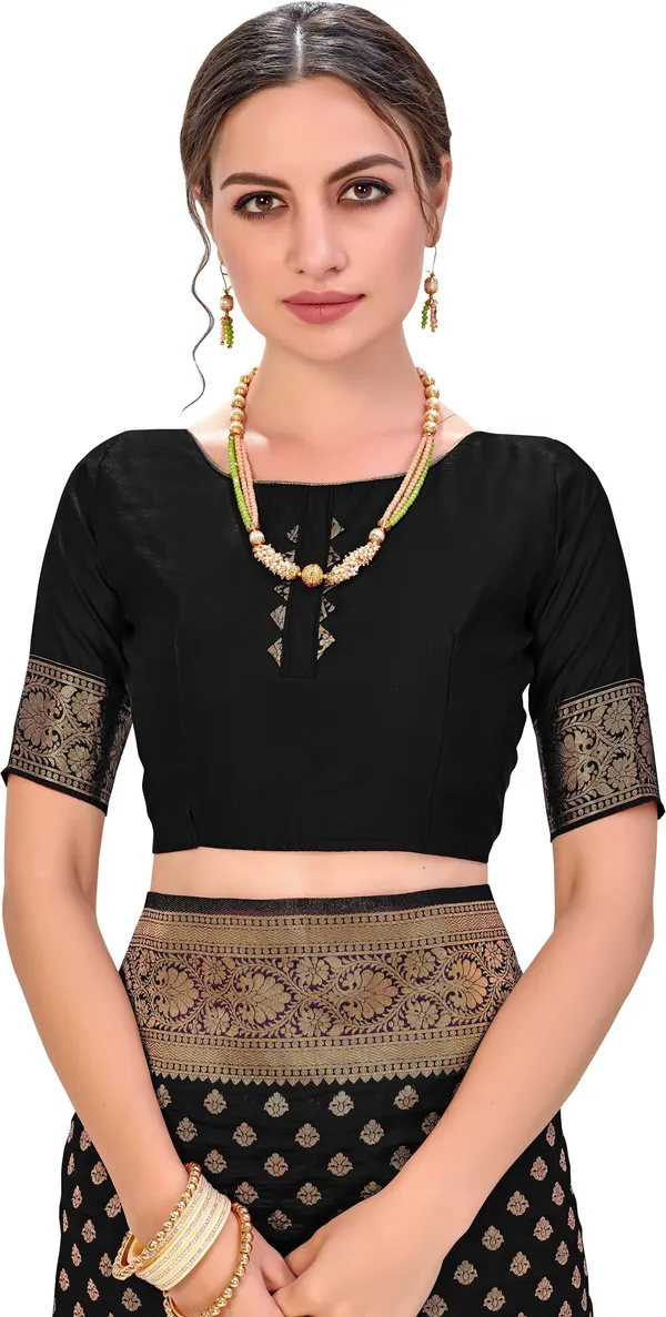 Black_Kanjivaram_Silk_Blend_Jacquard_Zari_Floral_Woven_Saree_For_Women_|_With_Blouse_Piece