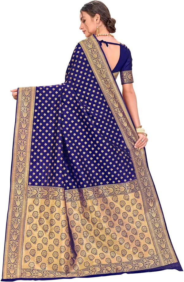 Dark_Blue_Georgette_Kanjivaram_Jacquard_Zari_Floral_Saree_For_Women_|_With_Blouse_Piece