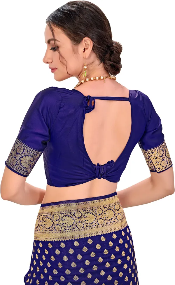 Dark_Blue_Georgette_Kanjivaram_Jacquard_Zari_Floral_Saree_For_Women_|_With_Blouse_Piece