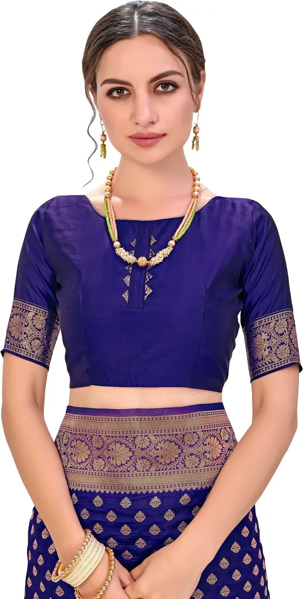 Dark_Blue_Georgette_Kanjivaram_Jacquard_Zari_Floral_Saree_For_Women_|_With_Blouse_Piece