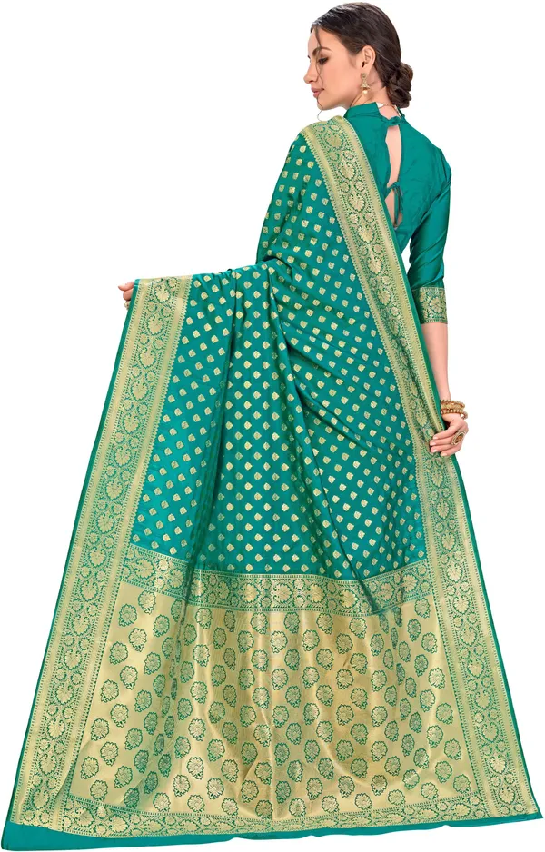 Light_Green_Silk_Blend_Jacquard_Kanjivaram_Zari_Saree_For_Women_|_With_Blouse_Piece