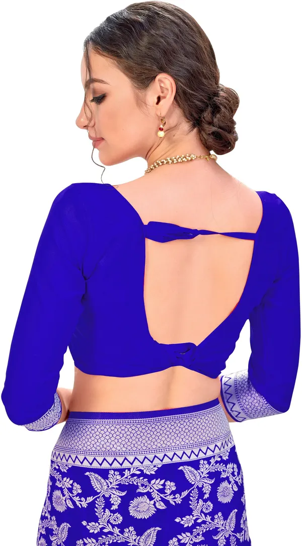 Blue_Chikankari_Jacquard_Silk_Blend_Woven_Saree_For_Women_|_With_Blouse_Piece