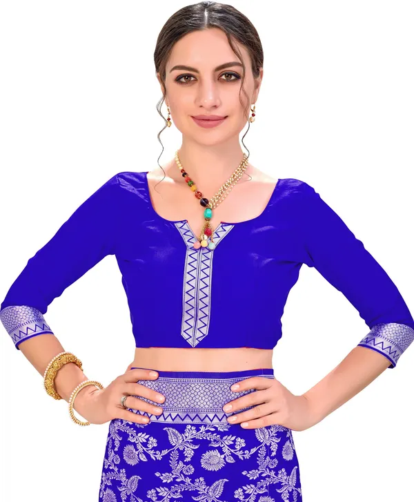 Blue_Chikankari_Jacquard_Silk_Blend_Woven_Saree_For_Women_|_With_Blouse_Piece
