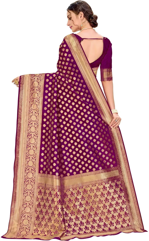 Wine_Georgette_Banarasi_Woven_Saree_For_Women_|_With_Blouse_Piece