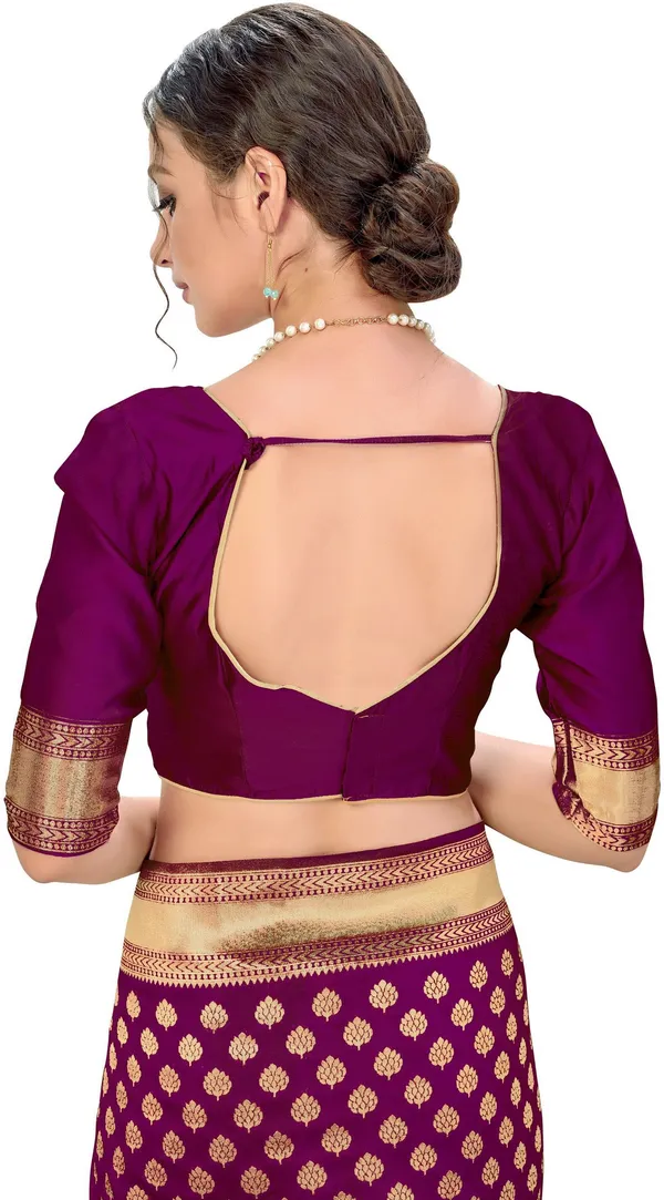 Wine_Georgette_Banarasi_Woven_Saree_For_Women_|_With_Blouse_Piece