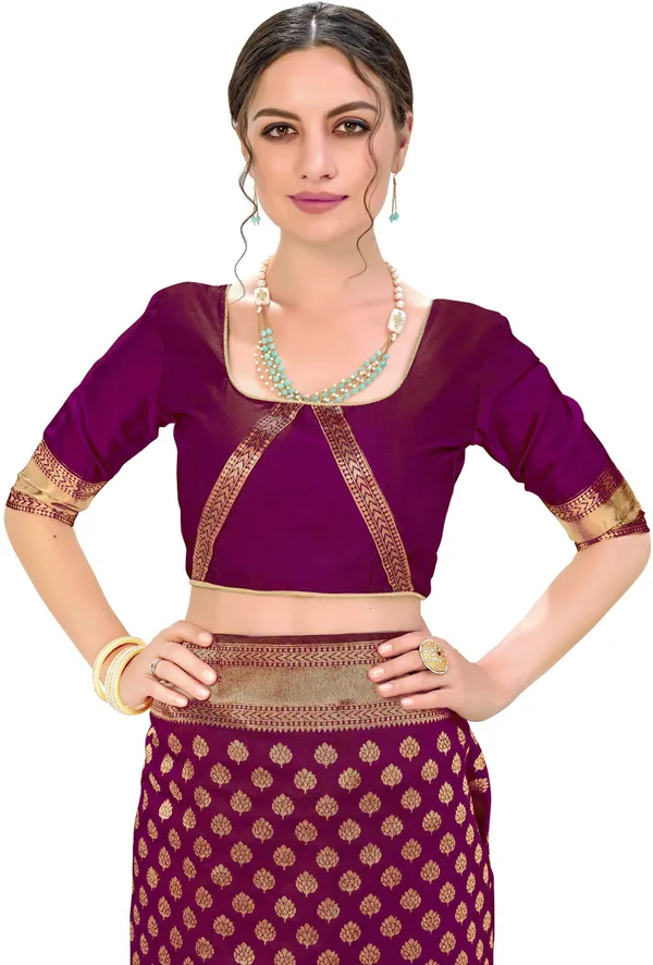 Wine_Georgette_Banarasi_Woven_Saree_For_Women_|_With_Blouse_Piece