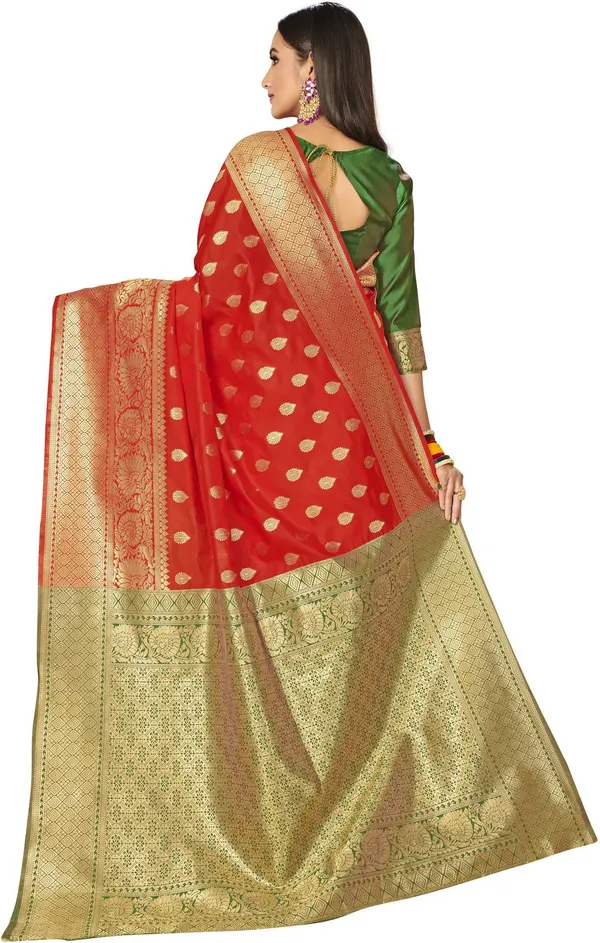 Red_Gold_Banarasi_Silk_Blend_Jacquard_Woven_Saree_For_Women_|_With_Blouse_Piece