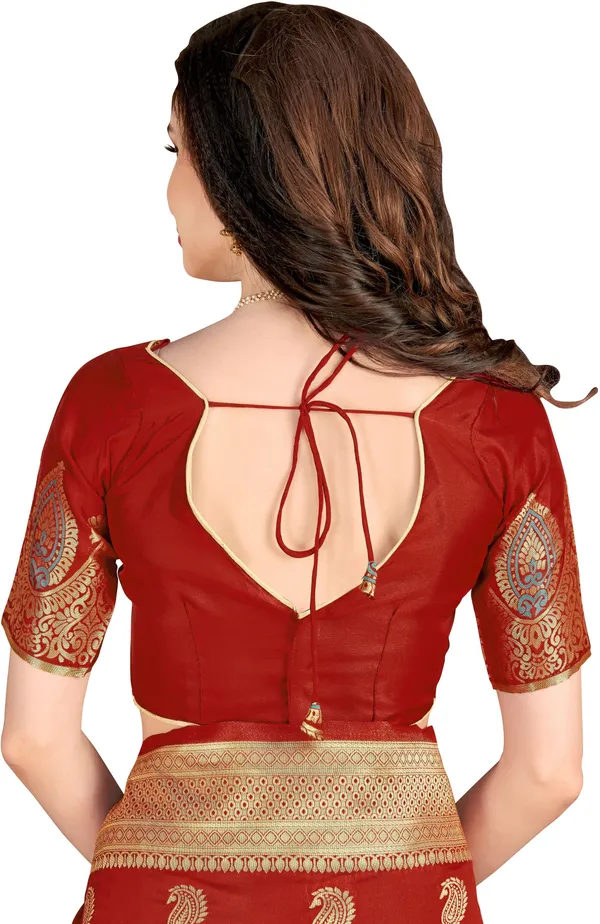 Maroon_Georgette_Woven_Banarasi_Saree_For_Women_|_With_Blouse_Piece