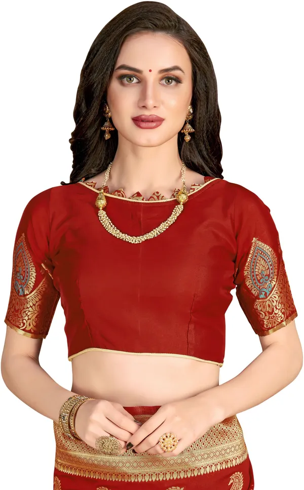 Maroon_Georgette_Woven_Banarasi_Saree_For_Women_|_With_Blouse_Piece