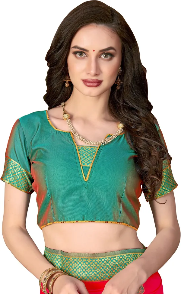 Green_Pink_Banarasi_Silk_Blend_Jacquard_Woven_Saree_For_Women_|_With_Blouse_Piece
