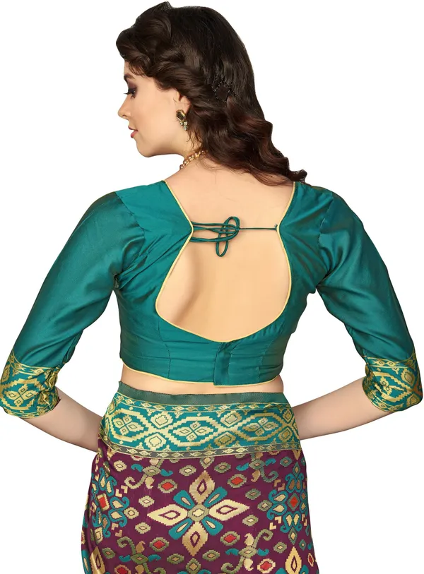 Purple_Green_Banarasi_Silk_Blend_Woven_Jacquard_Saree_For_Women_|_With_Blouse_Piece