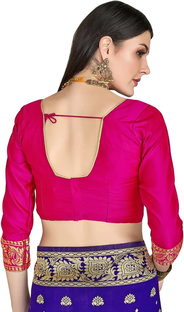 Blue_Banarasi_Silk_Blend_Woven_Jacquard_Saree_For_Women_|_With_Blouse_Piece