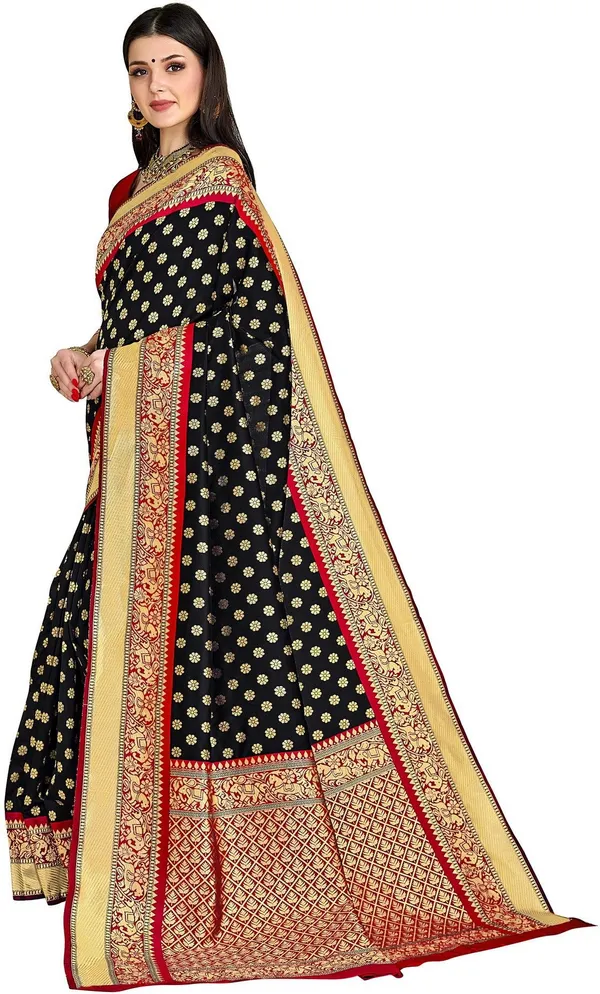 Black_Kanjivaram_Silk_Blend_Jacquard_Embellished_Saree_For_Women_|_With_Blouse_Piece