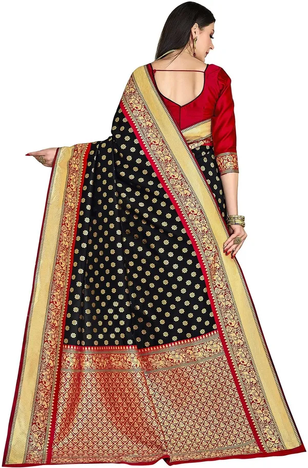Black_Kanjivaram_Silk_Blend_Jacquard_Embellished_Saree_For_Women_|_With_Blouse_Piece