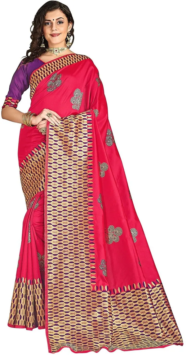 Pink_Banarasi_Silk_Blend_Jacquard_Resham_Zari_Woven_Saree_For_Women_|_With_Blouse_Piece