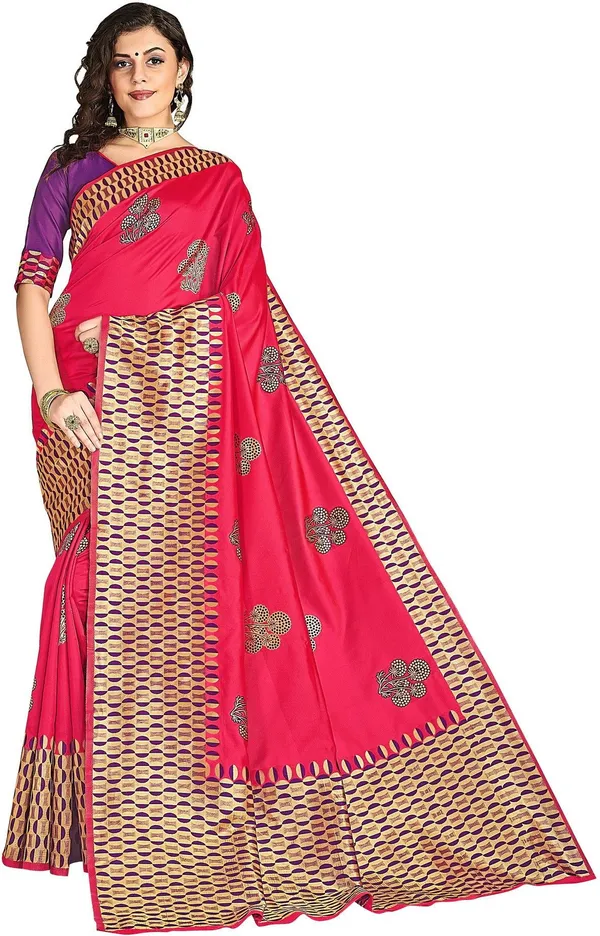 Pink_Banarasi_Silk_Blend_Jacquard_Resham_Zari_Woven_Saree_For_Women_|_With_Blouse_Piece