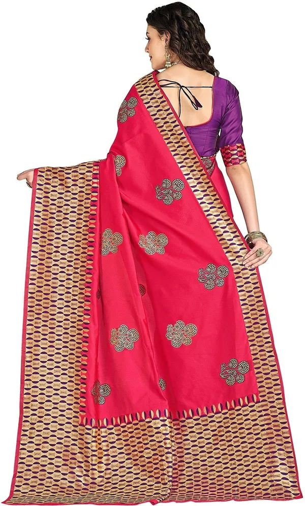 Pink_Banarasi_Silk_Blend_Jacquard_Resham_Zari_Woven_Saree_For_Women_|_With_Blouse_Piece