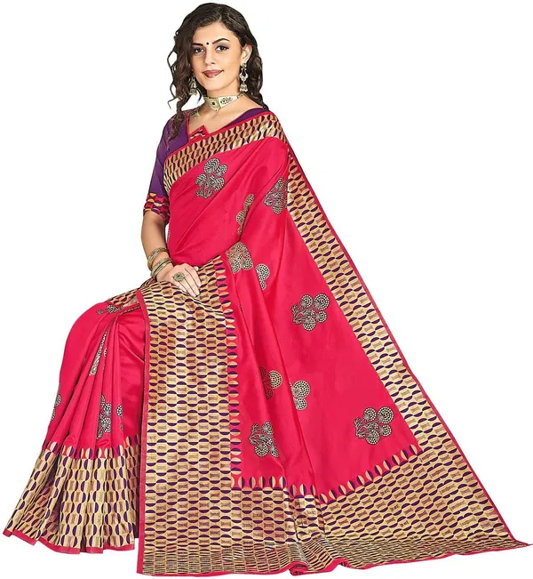 Pink_Banarasi_Silk_Blend_Jacquard_Resham_Zari_Woven_Saree_For_Women_|_With_Blouse_Piece