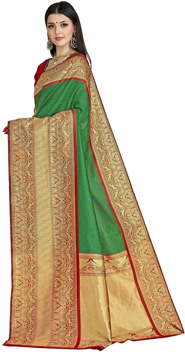 Red_Green_Georgette_Woven_Banarasi_Saree_For_Women_|_With_Blouse_Piece