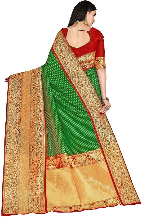 Red_Green_Georgette_Woven_Banarasi_Saree_For_Women_|_With_Blouse_Piece