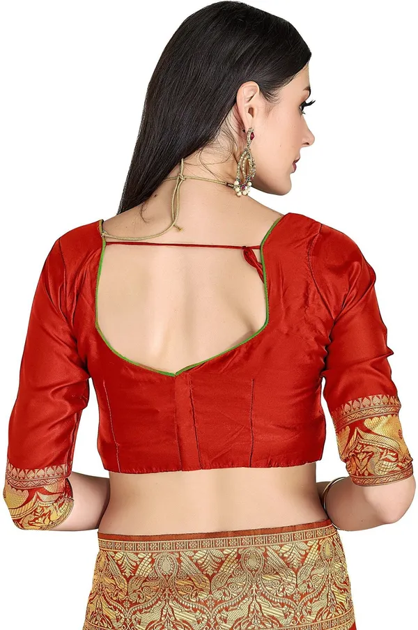 Red_Green_Georgette_Woven_Banarasi_Saree_For_Women_|_With_Blouse_Piece