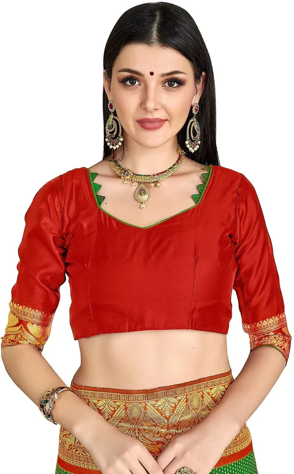 Red_Green_Georgette_Woven_Banarasi_Saree_For_Women_|_With_Blouse_Piece