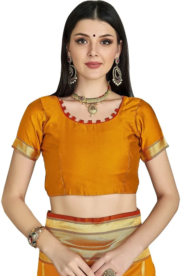 Orange_Banarasi_Silk_Blend_Woven_Jacquard_Saree_For_Women_|_With_Blouse_Piece