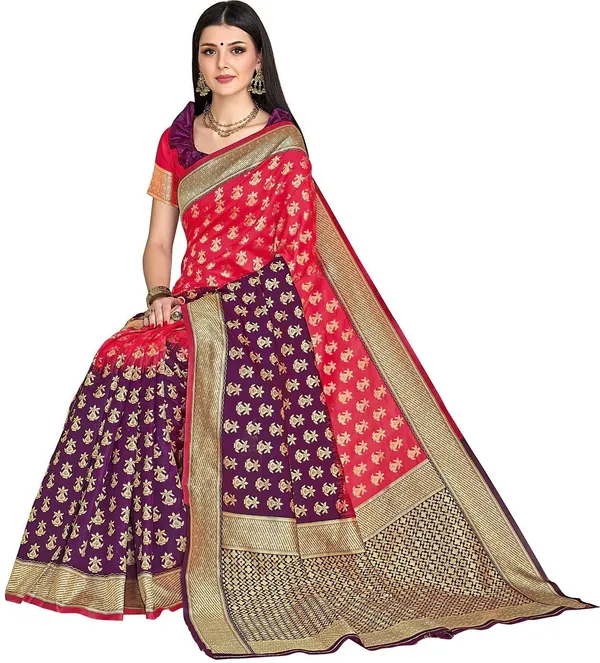 Purple_Pink_Banarasi_Silk_Blend_Jacquard_Zari_Embellished_Saree_For_Women_|_With_Blouse_Piece