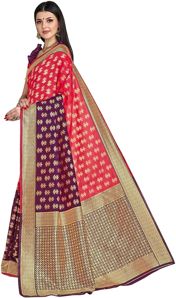 Purple_Pink_Banarasi_Silk_Blend_Jacquard_Zari_Embellished_Saree_For_Women_|_With_Blouse_Piece