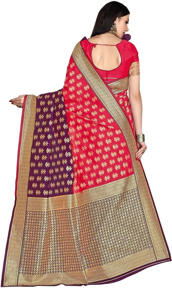 Purple_Pink_Banarasi_Silk_Blend_Jacquard_Zari_Embellished_Saree_For_Women_|_With_Blouse_Piece