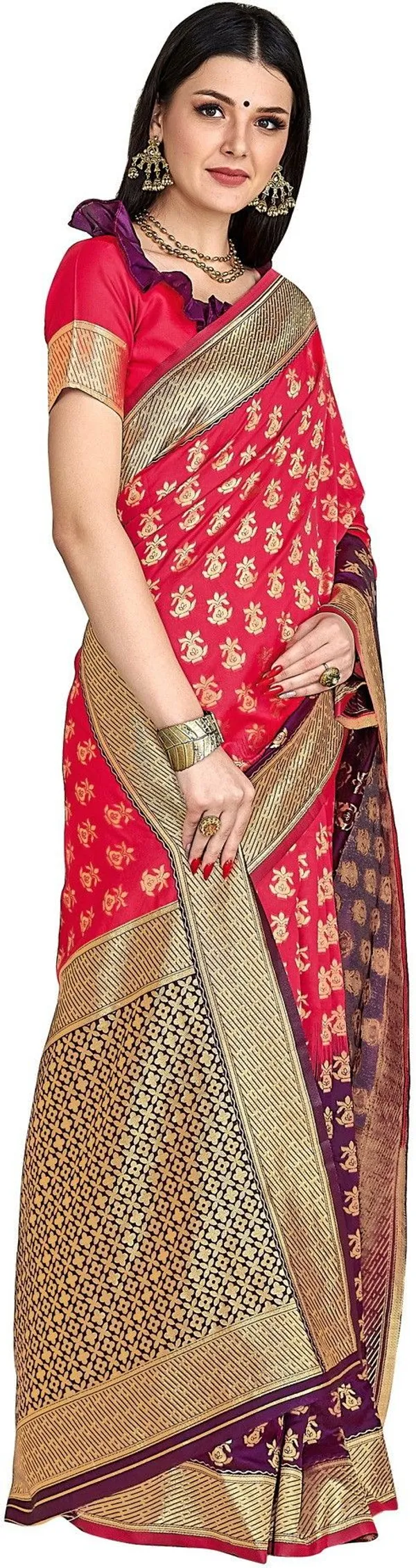 Purple_Pink_Banarasi_Silk_Blend_Jacquard_Zari_Embellished_Saree_For_Women_|_With_Blouse_Piece