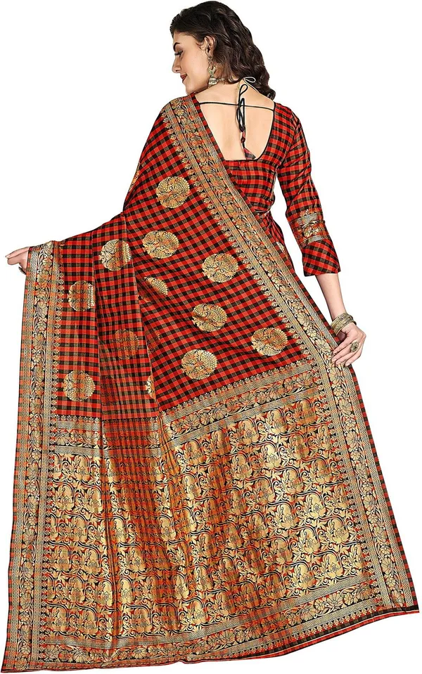 Red_Banarasi_Silk_Blend_Resham_Zari_Woven_Jacquard_Saree_For_Women_|_With_Blouse_Piece