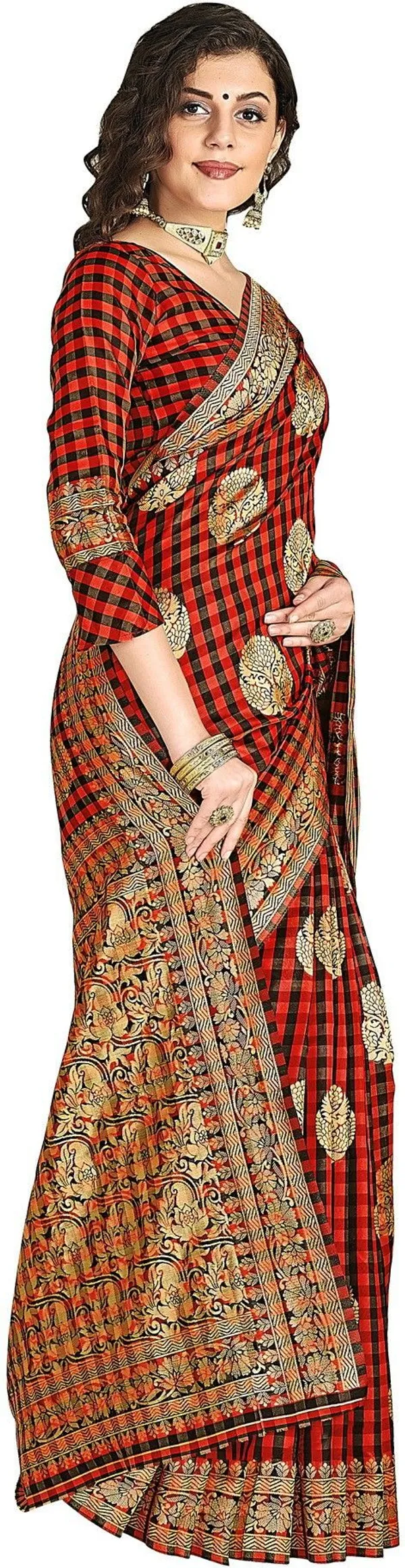 Red_Banarasi_Silk_Blend_Resham_Zari_Woven_Jacquard_Saree_For_Women_|_With_Blouse_Piece