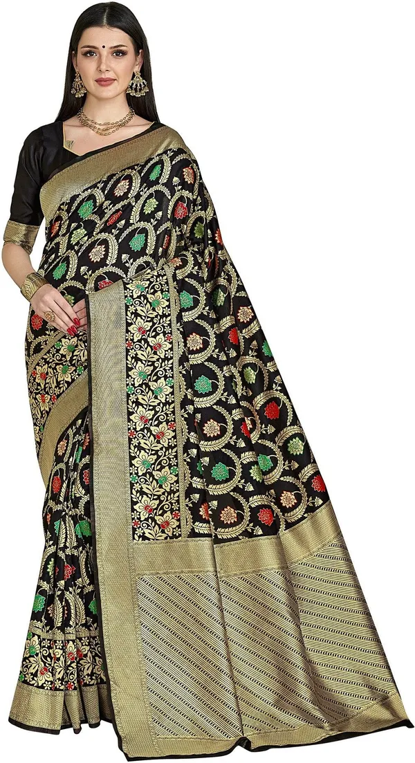 Sariya_Black_Banarasi_Silk_Blend_Jacquard_Embellished_Saree_For_Women_|_With_Blouse_Piece