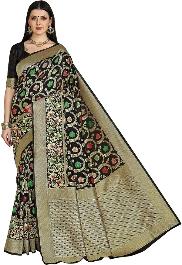 Sariya_Black_Banarasi_Silk_Blend_Jacquard_Embellished_Saree_For_Women_|_With_Blouse_Piece