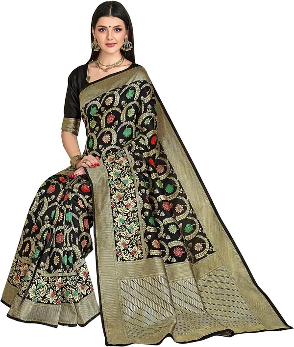 Sariya_Black_Banarasi_Silk_Blend_Jacquard_Embellished_Saree_For_Women_|_With_Blouse_Piece