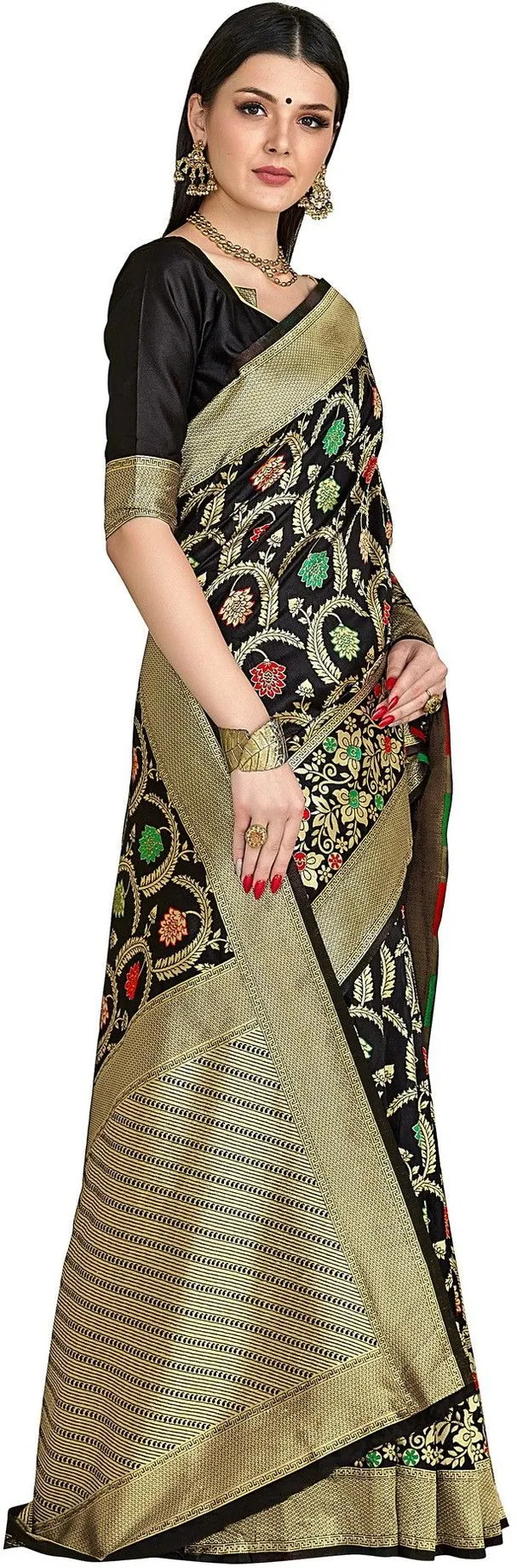 Sariya_Black_Banarasi_Silk_Blend_Jacquard_Embellished_Saree_For_Women_|_With_Blouse_Piece