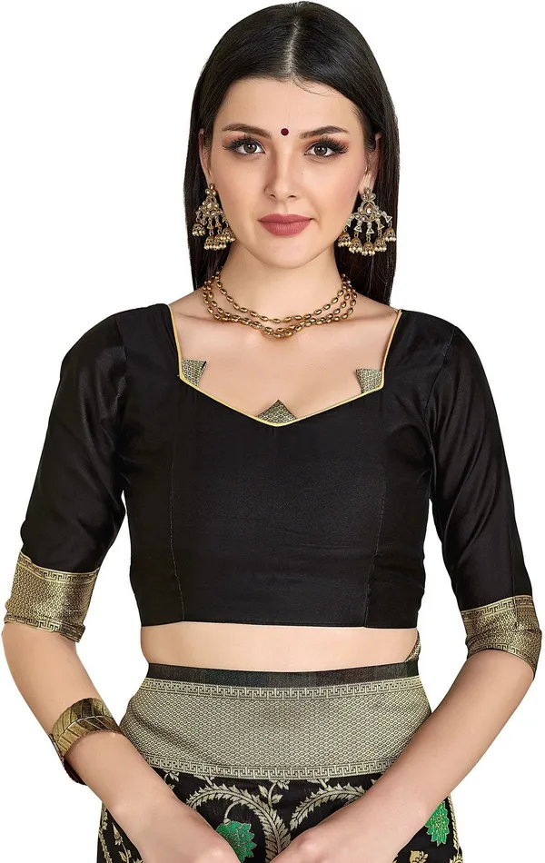 Sariya_Black_Banarasi_Silk_Blend_Jacquard_Embellished_Saree_For_Women_|_With_Blouse_Piece