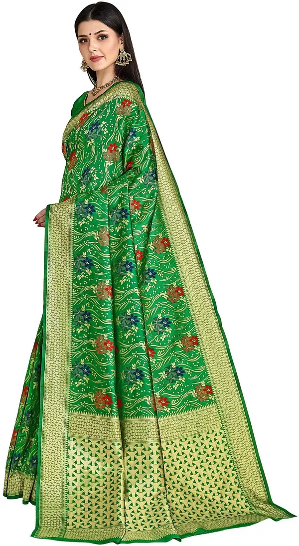 Green_Banarasi_Silk_Blend_Jacquard_Resham_Zari_Woven_Saree_For_Women_|_With_Blouse_Piece