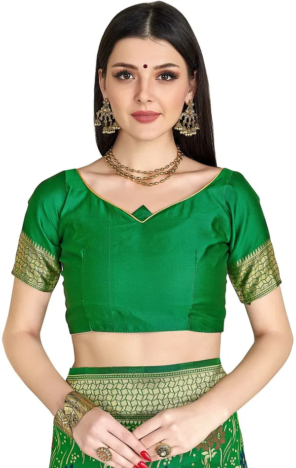 Green_Banarasi_Silk_Blend_Jacquard_Resham_Zari_Woven_Saree_For_Women_|_With_Blouse_Piece