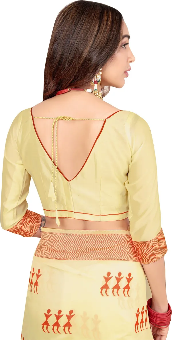 Sariya_Red_Cream_Banarasi_Silk_Blend_Jacquard_Embellished_Saree_For_Women_|_With_Blouse_Piece