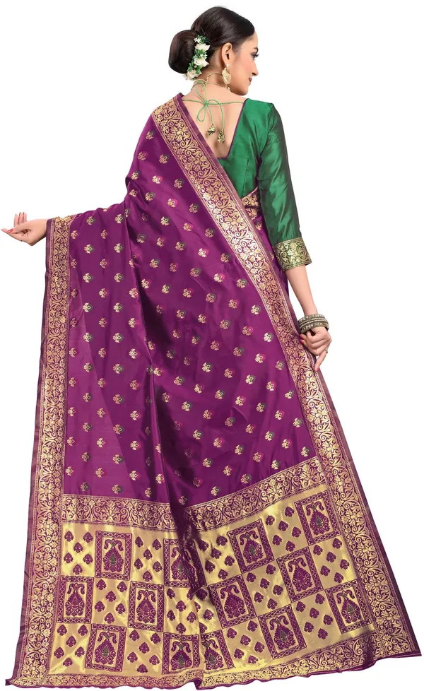 Purple_Banarasi_Silk_Blend_Woven_Jacquard_Saree_For_Women_|_With_Blouse_Piece
