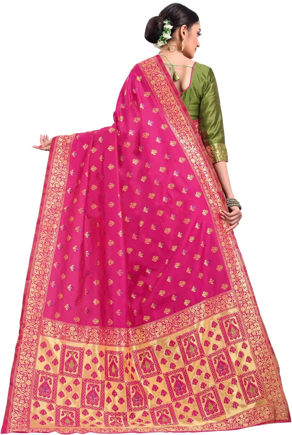Pink_Banarasi_Silk_Blend_Jacquard_Woven_Saree_For_Women_|_With_Blouse_Piece