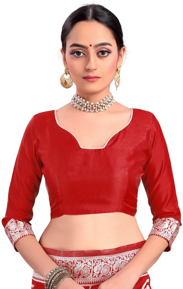 Red_Banarasi_Silk_Blend_Jacquard_Woven_Saree_For_Women_|_With_Blouse_Piece