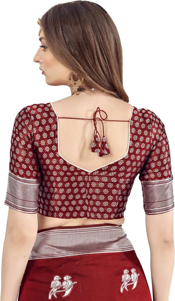 Maroon_Banarasi_Silk_Blend_Woven_Jacquard_Saree_For_Women_|_With_Blouse_Piece