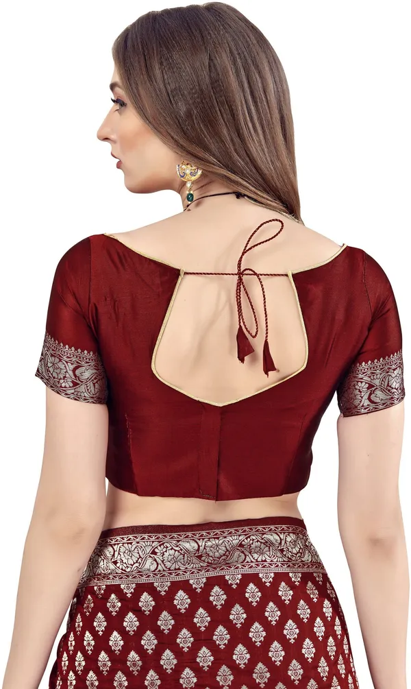 Maroon_Banarasi_Silk_Blend_Silver_Zari_Woven_Jacquard_Saree_For_Women_|_With_Blouse_Piece