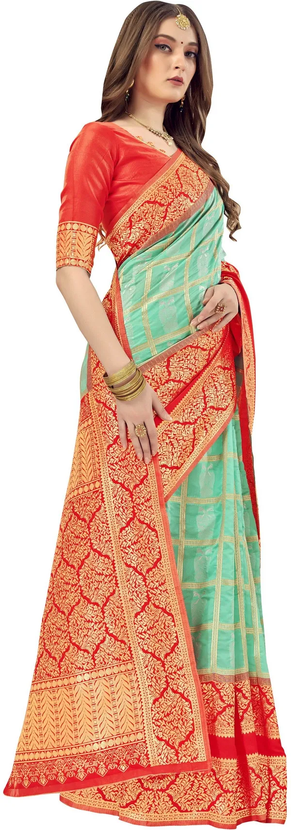 Green_Patola_Silk_Jacquard_Woven_Saree_For_Women_|_With_Blouse_Piece