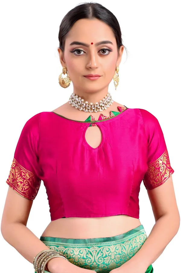 Green_Banarasi_Silk_Blend_Jacquard_Woven_Saree_For_Women_|_With_Blouse_Piece