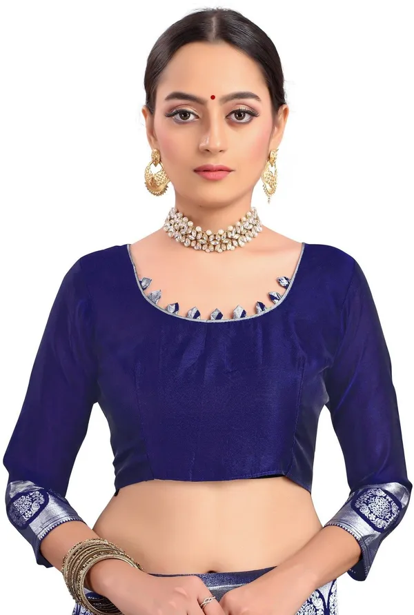 Sariya_Silver_Dark_Blue_Banarasi_Silk_Blend_Jacquard_Woven_Saree_For_Women_|_With_Blouse_Piece