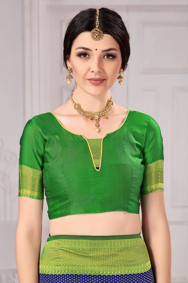 Dark_Blue_Green_Banarasi_Silk_Blend_Jacquard_Woven_Saree_For_Women_|_With_Blouse_Piece